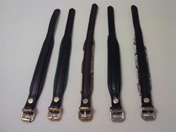 Padded leather nameplate bracelet in a variety of colors